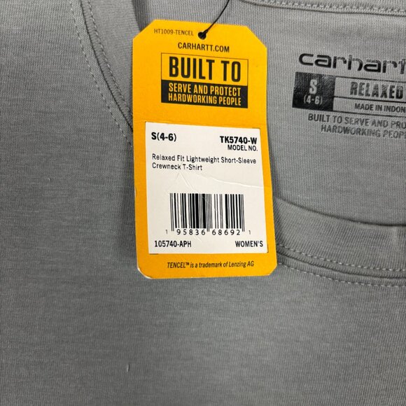 Carhartt Women's Women's Relaxed Fit Short-Sleeve Crewneck T-Shirt Gray Small - Picture 8 of 13